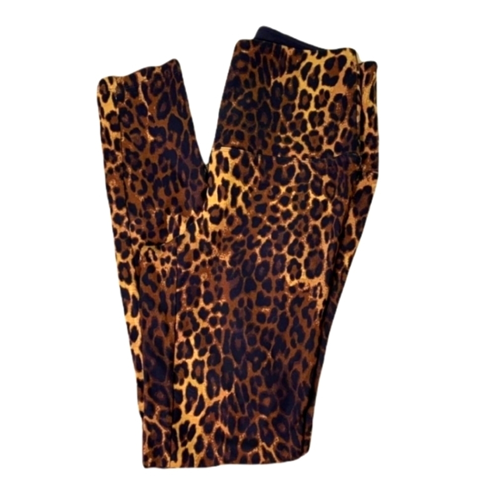 IMAN Lined Leopard π Leggings Gold Zipper π€ Detail at Ankle Street Wear NWTags - Picture 5 of 5